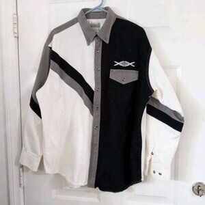 Vintage Express Rider Western Shirt Button Up Men's XL Southwest Aztec Twill